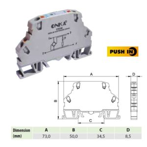 1050027 | Клеммник пружинный быстрозажимной (Push in) защиты от обратных токов в цепях обмотки 2,5мм., Onka