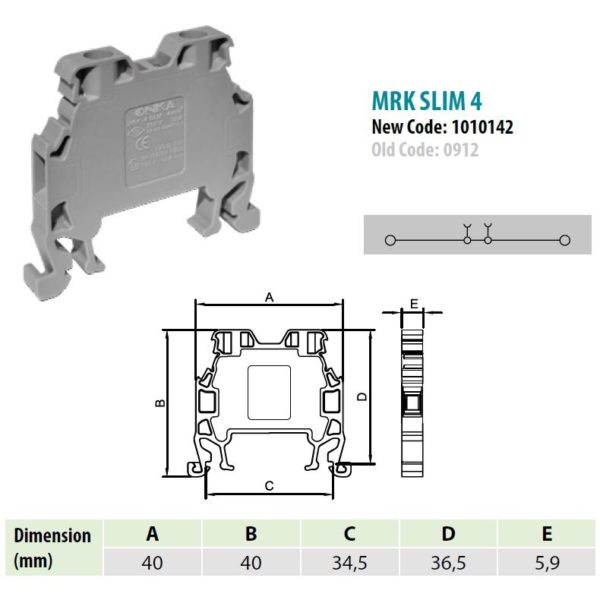 1010144 | MRK 4S | Клеммник на DIN-рейку 4мм.кв. (черный),0914, Onka