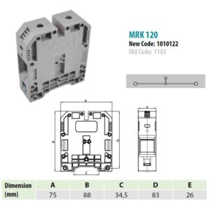 1010125 | MRK 120 | Клеммник на DIN-рейку 120мм.кв., (синий),1105, Onka