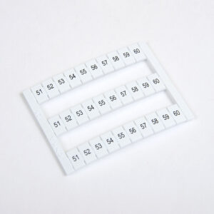 1060382 | OD10 (2,5 мм2) Маркировка для клемм (51-60)
MRK 2,5. MRK 4S. OPK 2,5. OPK 4S. 
1 лист - 30 шт., Onka